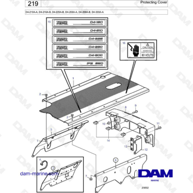 Volvo Penta D4-210A-A / D4-210A-B / D4-225A-B / D4-260A-A / D4-260A-B / D4-300A-A - Protecting cover