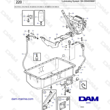 Volvo Penta D4-210A-A/D4-210A-B/D4-225A-B/D4-260A-A -B/D4-300A-A - Lubricating system