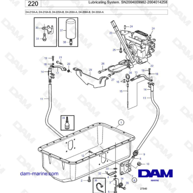 Volvo Penta D4-210A-A -B/D4-225A-B/D4-260A-A -B/D4-300A-A - Lubricating system