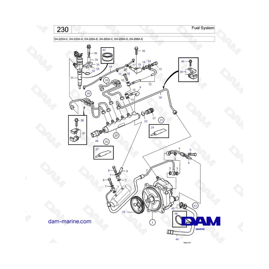 Volvo Penta D4-225A-C -D -E / D4-260A-C -D -E - Fuel system