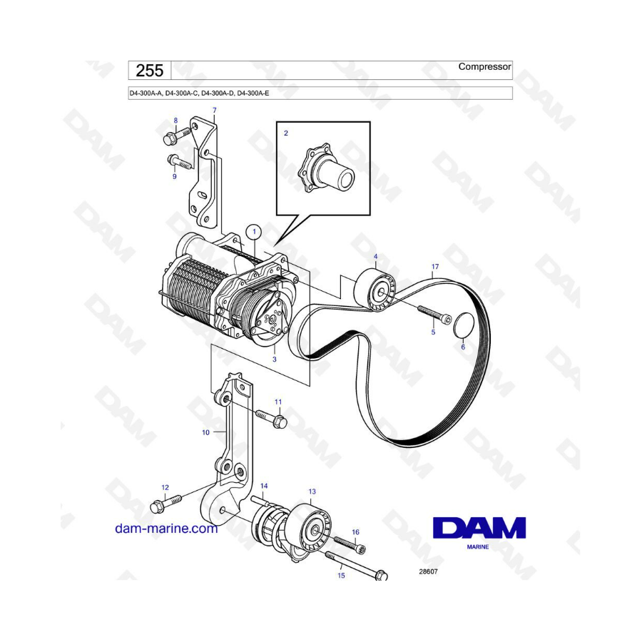 Volvo Penta D4-300A-A -C -D -E - Compressor