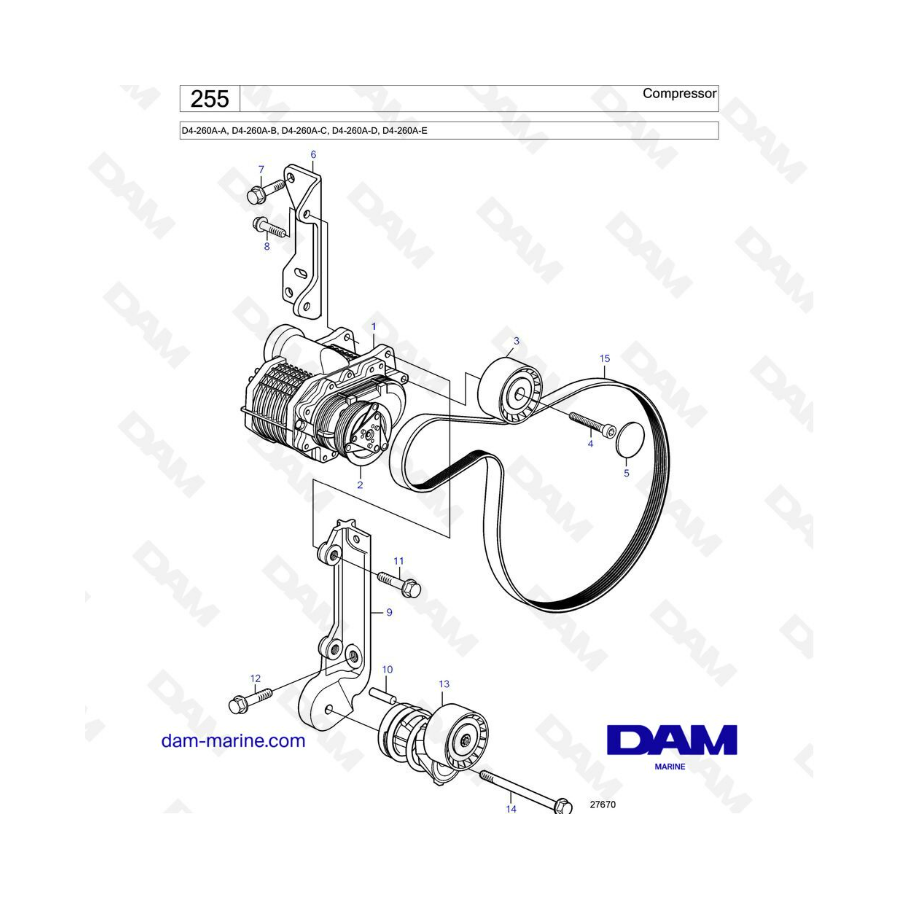 Volvo Penta D4-260A-A -B -C -D -E - Compressor