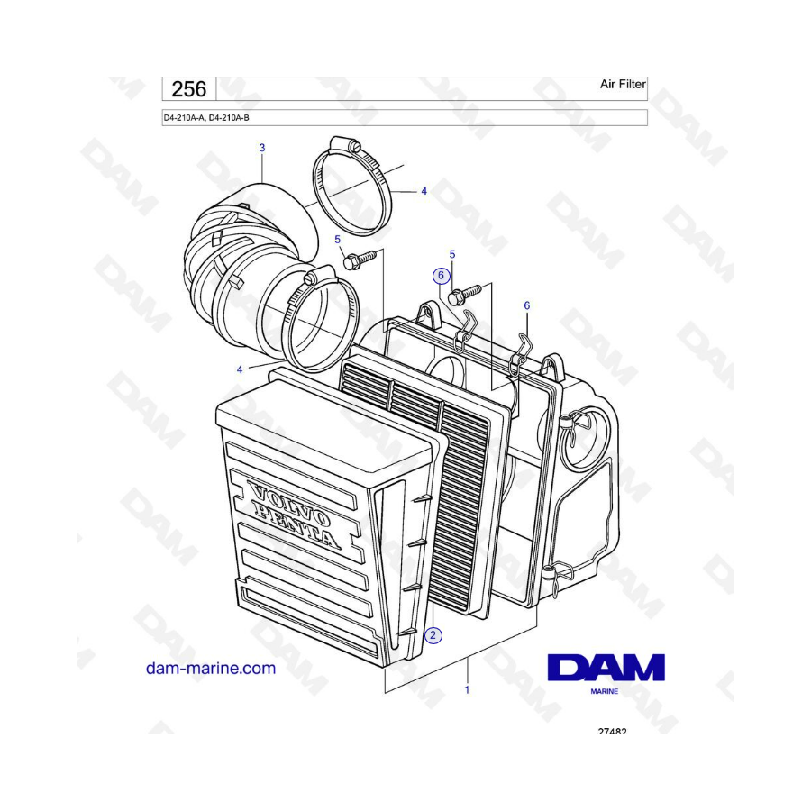 Volvo Penta D4-210A / D4-210A-B - Air filter