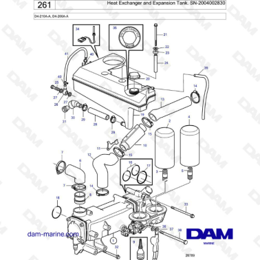Volvo Penta D4-210A-A / D4-260A-A - Heat exchanger & expansion tank