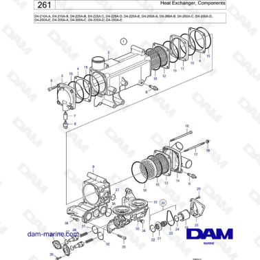 Volvo Penta D4-210A / D4-225A / D4-260A / D4-300A - Heat exchanger