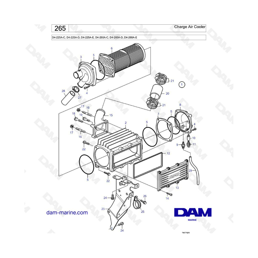 Volvo Penta D4-225A / D4-260A - Charge air cooler