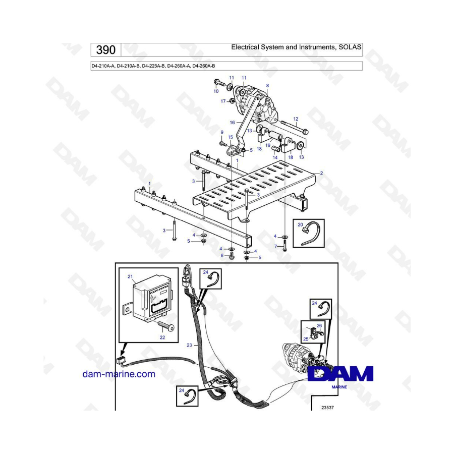 Volvo Penta D4-210A / D4-225A / D4-260A - Electrical system & instruments, SOLAS