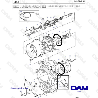 Volvo Penta D4-210A / D4-225A / D4-260A / D4-300A - Jack shaft kit