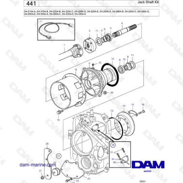 Volvo Penta D4-210A / D4-225A / D4-260A / D4-300A - Jack shaft kit