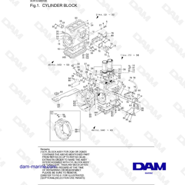 Yanmar 3QM - Cylinder block