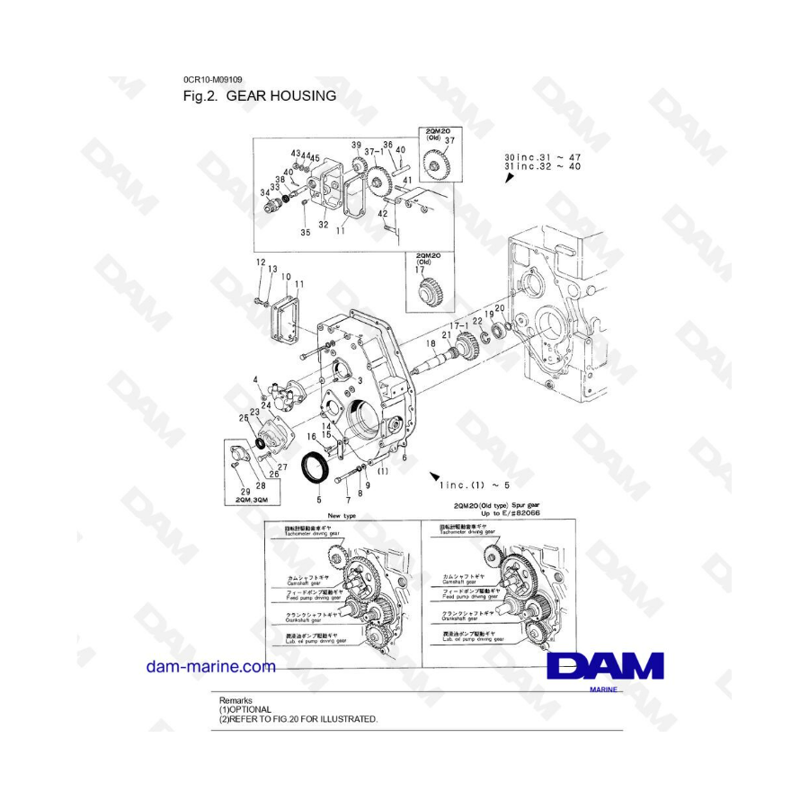 Yanmar 3QM - Gear housing