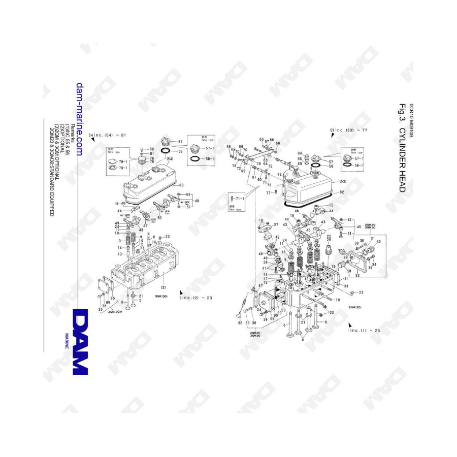 Yanmar 3QM - Cylinder head