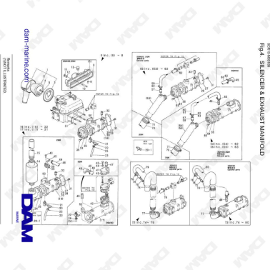 Yanmar 3QM - Silencer & Exhaust manifold