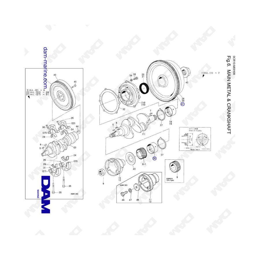 Yanmar 3QM - Main metal & crankshaft