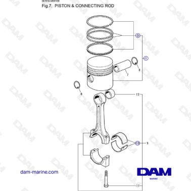 Yanmar 3QM - Piston & connecting rod