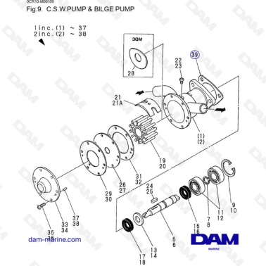 Yanmar 3QM - C.S.W Pump & Bilge pump