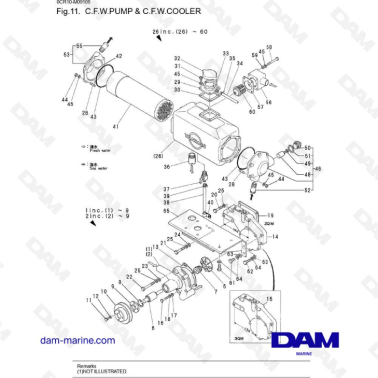 Yanmar 3QM - C.F.W Pump & C.F.W Cooler