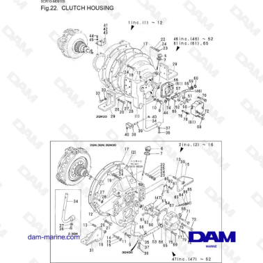 Yanmar 3QM - Clutch housing