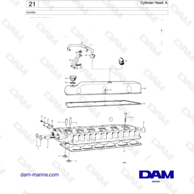 Volvo Penta AQ165A - Cylinder head : A