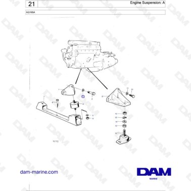 Volvo Penta AQ165A - Engine suspension : A