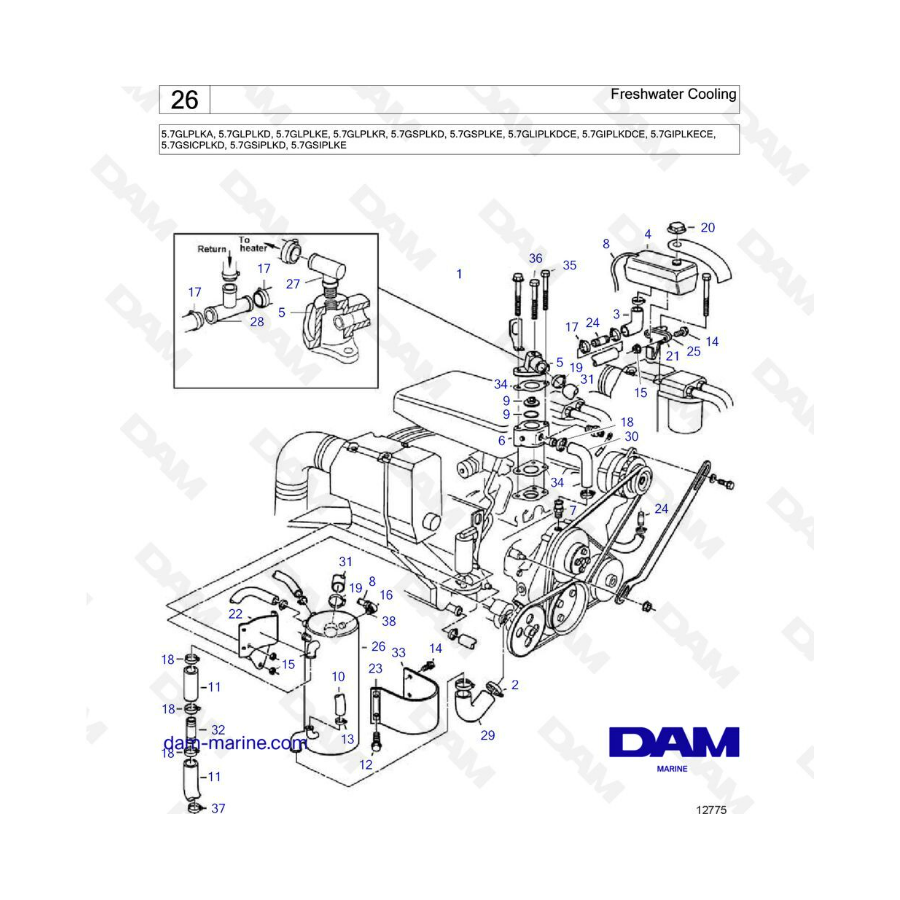 Volvo Penta 5.7L GL - Freshwater cooling