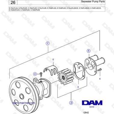 Volvo Penta 5.7L GL - Seawater pump parts