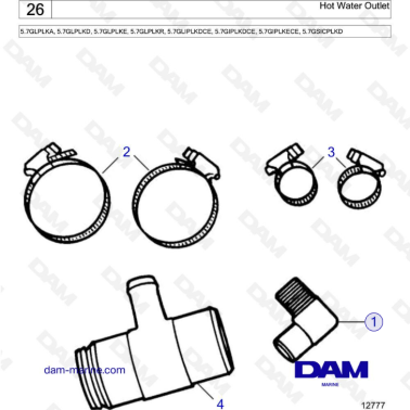 Volvo Penta 5.7L GL - Hot water outlet