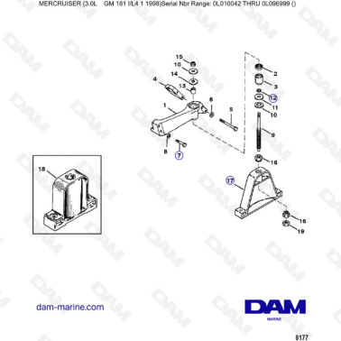 Mercruiser 3.0L après 1990 - Engine mounting (front)