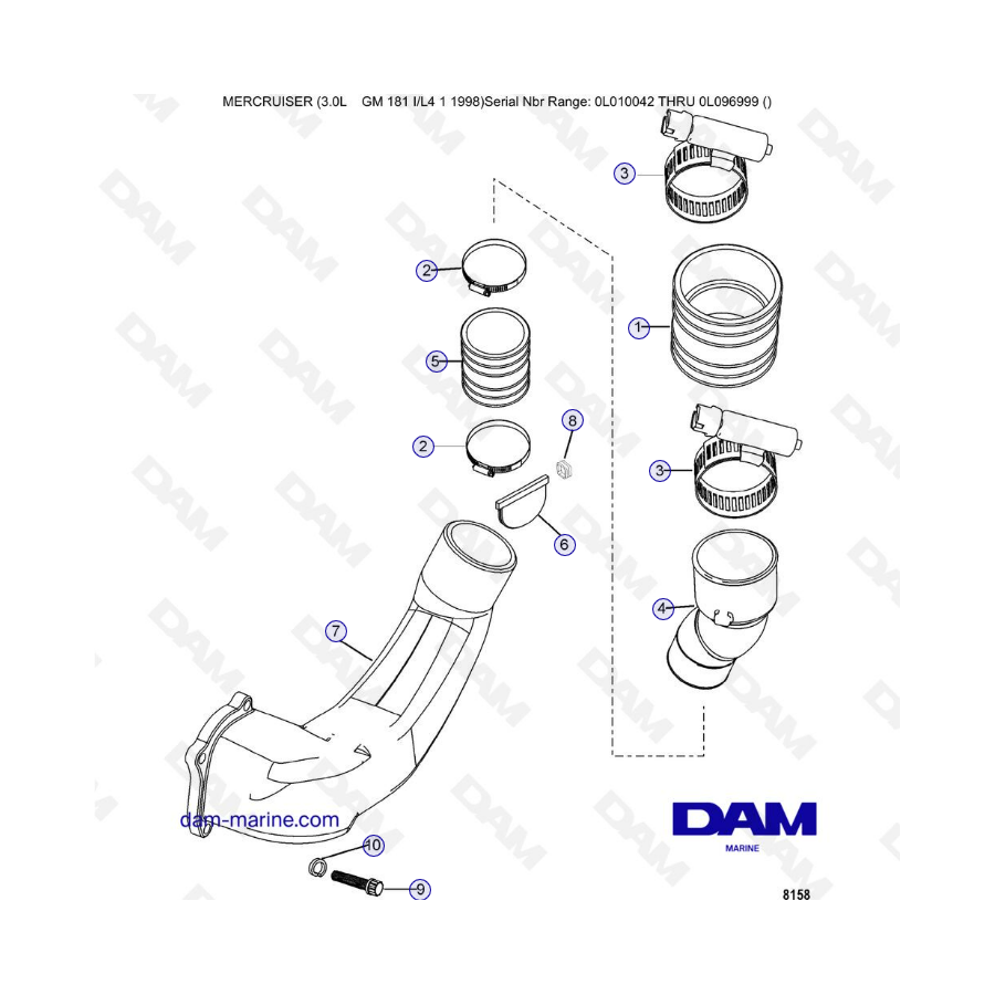 Mercruiser 3.0L après 1990 - Exhaust system