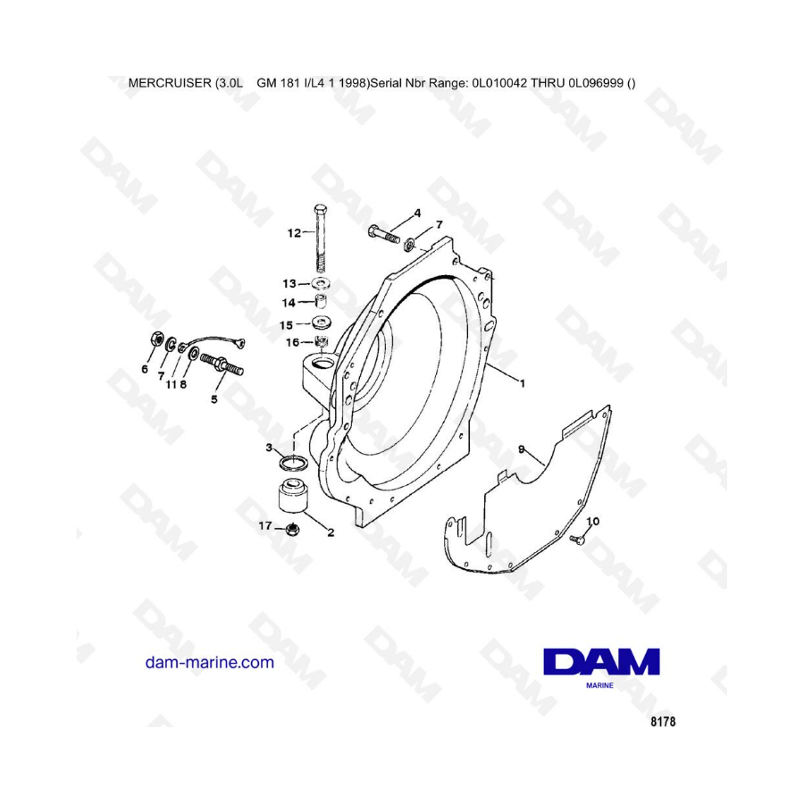 Mercruiser 3.0L después de 1990 - Caja del volante