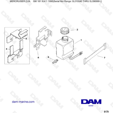 Mercruiser 3.0L après 1990 - Oil reservoir bottle & bracket
