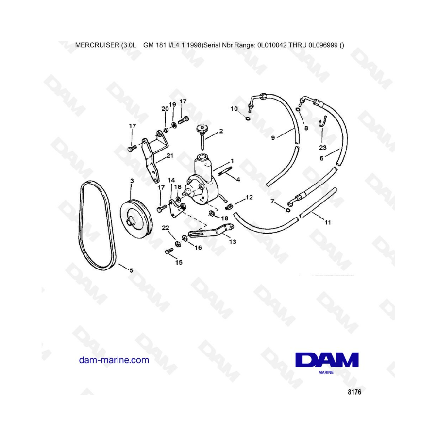 Mercruiser 3.0L après 1990 - Power steering pump assembly