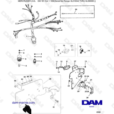 Mercruiser 3.0L après 1990 - Wiring harness & electrical components