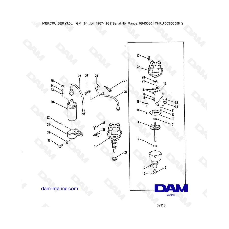 Mercruiser 3.0L before 1990 - Conventional ignition components