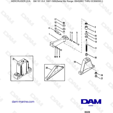 Mercruiser 3.0L avant 1990 - Engine mounting (front)