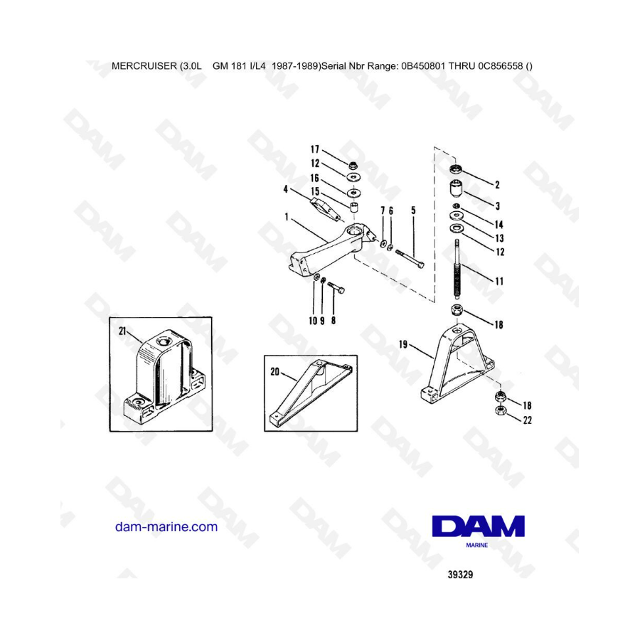 Mercruiser 3.0L avant 1990 - Engine mounting (front)