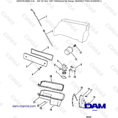 Mercruiser 3.0L avant 1990 - Oil pan & Oil pump
