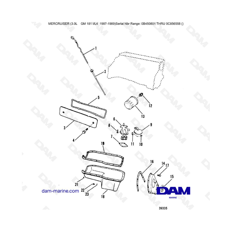 Mercruiser 3.0L before 1990 - Oil pan & oil pump 