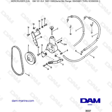 Mercruiser 3.0L avant 1990 - Power steering pump assembly