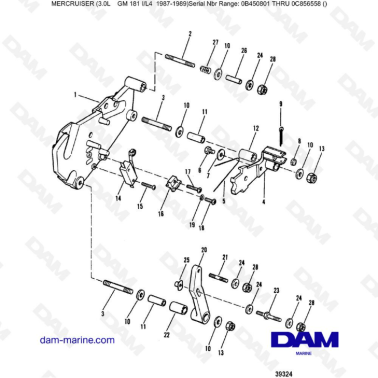 Mercruiser 3.0L avant 1990 - Shift components (old design)
