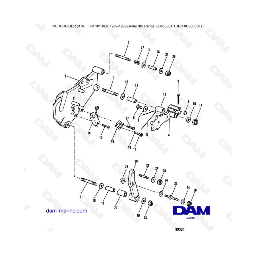 Mercruiser 3.0L avant 1990 - Shift components (old design)