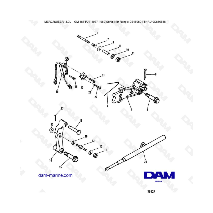 Mercruiser 3.0L avant 1990 - Shift components (new design with spring guide)