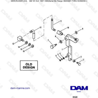 Mercruiser 3.0L avant 1990 - Throttle components (old design)