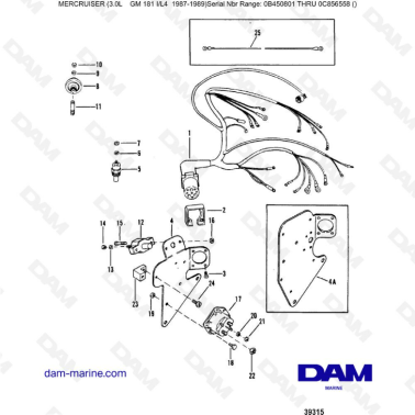Mercruiser 3.0L avant 1990 - Wiring harness & electrical components
