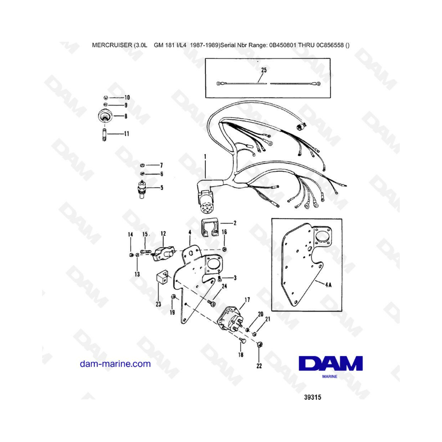 Mercruiser 3.0L before 1990 - Wiring harness & electrical components