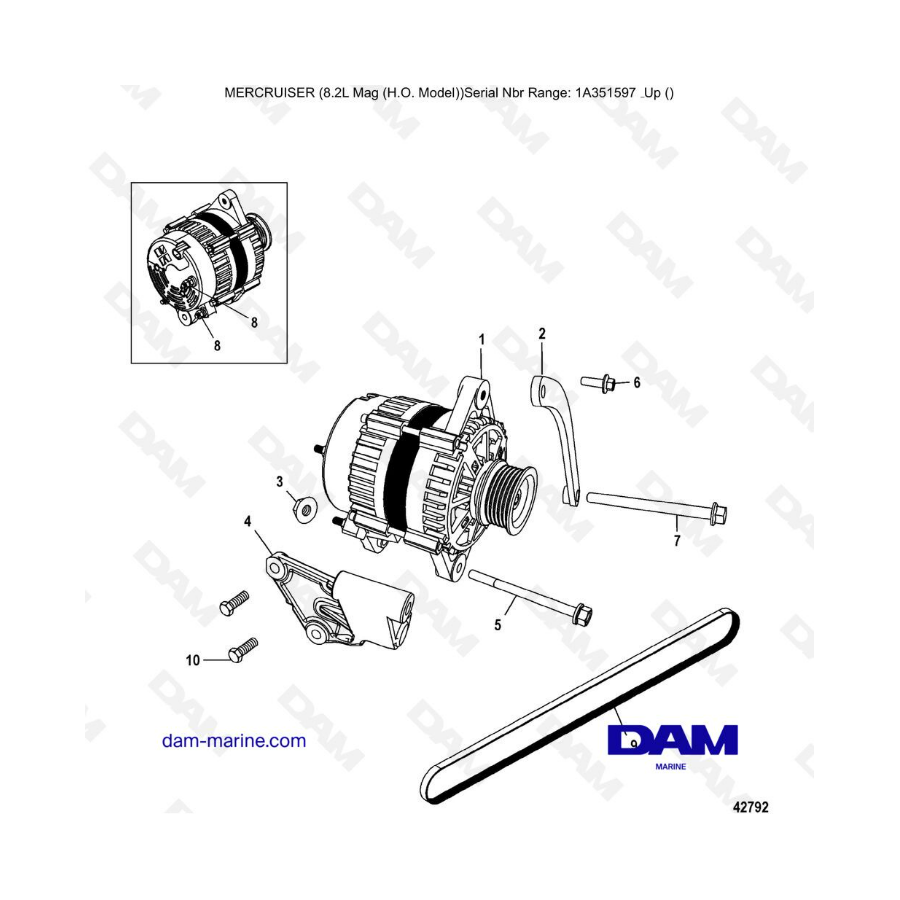 Mercruiser 502 MAG MPI HO - Alternador (SN2A041664 -)
