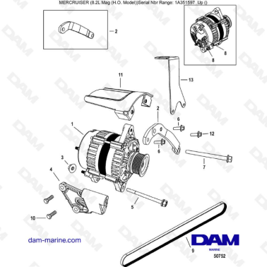 Mercruiser 502 MAG MPI HO - Alternator (SN 2A041665 +)