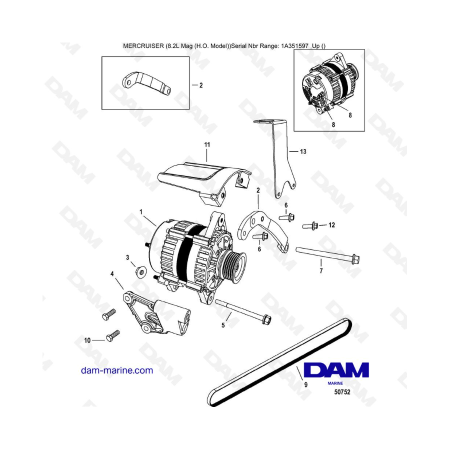 Mercruiser 502 MAG MPI HO - Alternator (SN 2A041665 +)