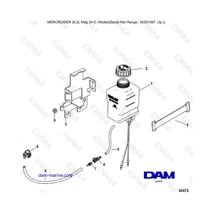 Mercruiser 502 MAG MPI HO - Drive lube reservoir assembly (2A041664 & -) 