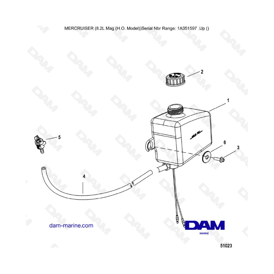 Mercruiser 502 MAG MPI HO - Drive lube reservoir assembly (2A041665 & +)